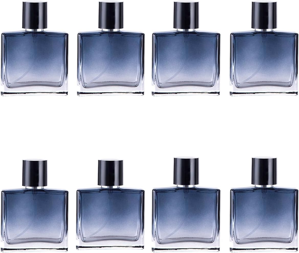 8 FLACONS DE PARFUMS VIDES DE COULEUR  BLEU