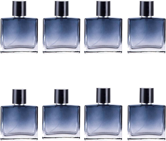 8 FLACONS DE PARFUMS VIDES DE COULEUR  BLEU