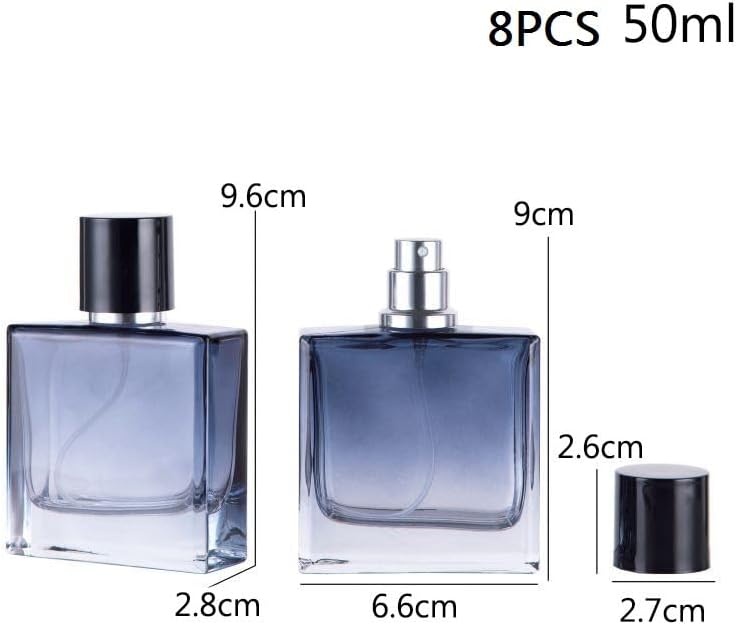 8 FLACONS DE PARFUMS VIDES DE COULEUR  BLEU