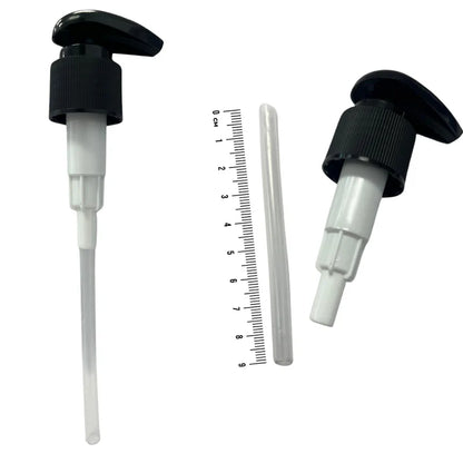 Bouteille ronde Boston noire de 360 ml en PET (24-410) avec Distributeur de lotion à pompe noir avec verrouillage et tuyau de 9 cm (24-410) - Idéal pour flacon de 360 ml